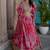 Pink Digital Printed with Dori and Zari embroidered Chinnon Silk party wear lehenga