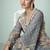 Grey chinon silk embroidered designer lehenga style suit