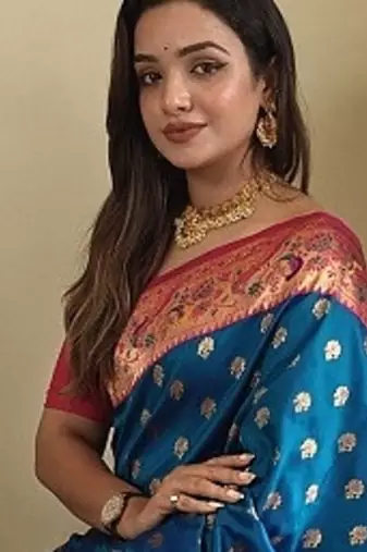 Blue Paithani silk blend Sarees 