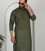 Chikankari embroidered cotton green kurta