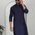 Chikankari embroidered cotton navy blue kurta