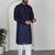 Chikankari embroidered cotton navy blue kurta