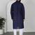 Chikankari embroidered cotton navy blue kurta