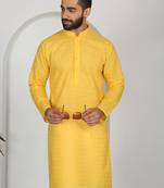 Chikankari embroidered cotton yellow kurta