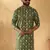 Cotton blend geometric printed green kurta