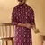 Cotton blend geometric printed maroon kurta
