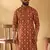 Cotton blend geometric printed rust kurta