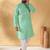 Cotton blend floral printed green kurta