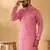 Cotton blend floral printed pink kurta