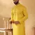 Cotton blend floral printed yellow kurta