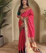 Pink Paithani silk blend Sarees 