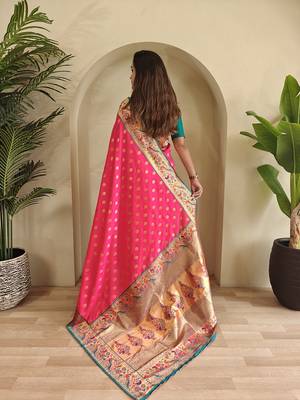 Pink Paithani silk blend Sarees  4