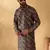 Silk blend abstract printed black kurta