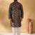 Silk blend abstract printed black kurta