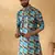 Silk blend abstract printed blue kurta