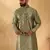 Silk blend abstract printed Green kurta