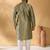 Silk blend abstract printed Green kurta