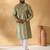 Silk blend abstract printed Green kurta
