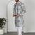Silk blend floral printed blue kurta