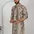 Silk blend floral printed beige kurta