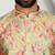 Silk blend floral printed lime yellow kurta