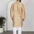 Silk blend floral printed lime yellow kurta