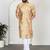 Silk blend floral printed lime yellow kurta