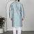 Silk blend floral printed sky blue kurta