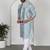 Silk blend floral printed sky blue kurta