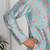 Silk blend floral printed sky blue kurta