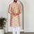 Silk blend floral printed yellow kurta