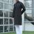 Cotton blend woven self desing black kurta