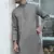 Cotton blend woven self desing grey kurta