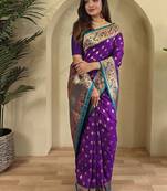 Plum Paithani silk blend Sarees 