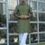 Cotton blend woven self desing olive green kurta