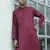 Cotton blend woven self desing maroon kurta