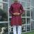 Cotton blend woven self desing maroon kurta