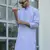 Cotton blend woven self desing mauve kurta