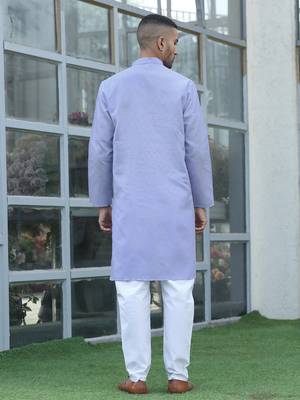 Cotton blend woven self desing mauve kurta 3