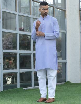 Cotton blend woven self desing mauve kurta 5