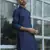 Cotton blend woven self desing navy blue kurta