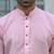 Cotton blend woven self desing pink kurta