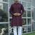 Cotton blend woven self desing purple kurta