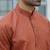 Cotton blend woven self desing rust kurta