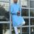 Cotton blend woven self desing sky blue kurta