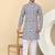 Men cotton blue and white geometric printed kurta