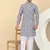 Men cotton blue and white geometric printed kurta