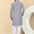 Men cotton blue and white geometric printed kurta