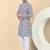Men cotton blue and white geometric printed kurta