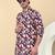 Men cotton purple and beige geometric printed kurta